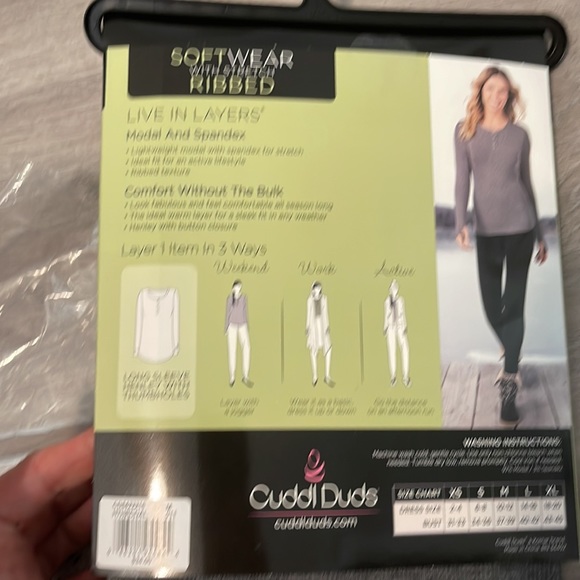 Cuddl Duds Softwear Stretch RIBBED long sleeve Henley - Picture 3 of 3